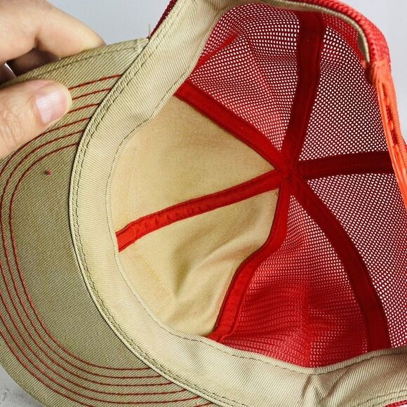 Garst Seed Corn Patch SnapBack Hat K-Products Farm Cap USA Tan Orange VTG Mesh - Picture 13 of 15